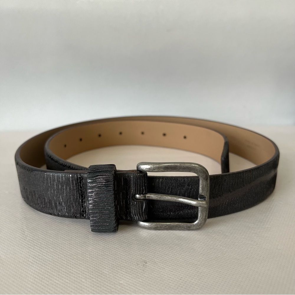 Garnet Hill Grey Metallic Leather Belt